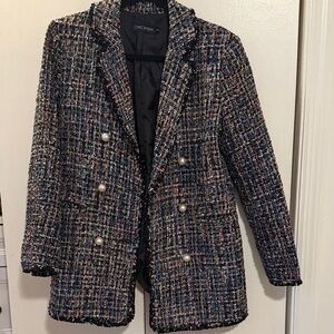 Chicwish Elegant Tweed Blazer with Pearl Accents